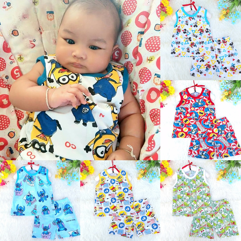 กล้ามขาสั้น 1 ชุดคละลาย  2เดือน-7ขวบ SS S M L XL ผ้าคอตตอนนุ่ม .