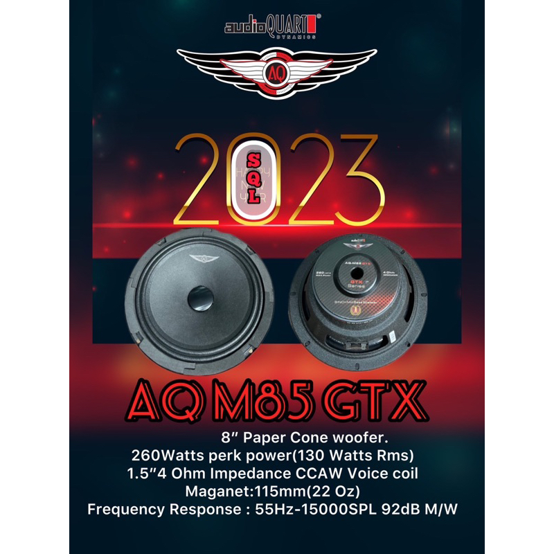 AUDIO QUART ลำโพงเสียงกลาง มิดเบส 8 นิ้ว 260วัตต์ กรวยลึก audio quart รุ่น AQ-M85GTX GTX Series