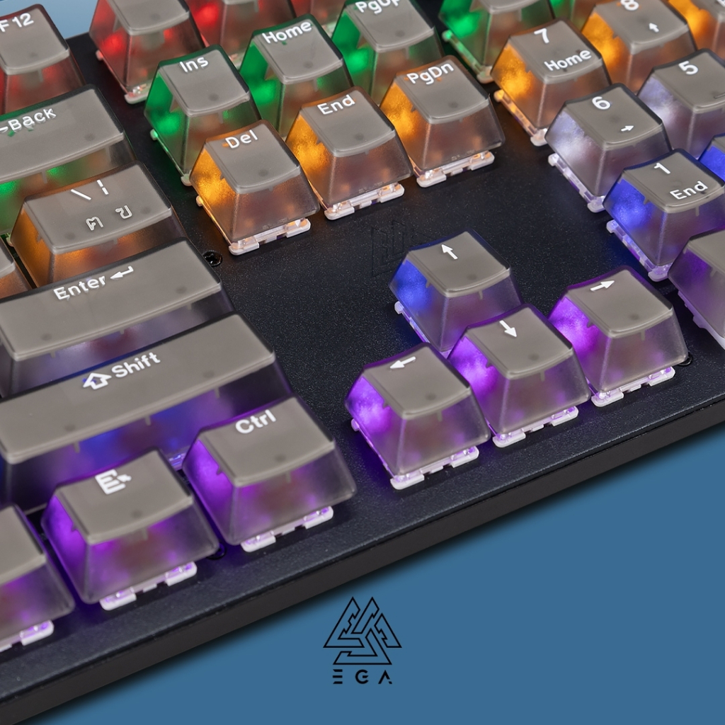 EGA TYPE MGKC7 Keycaps คีย์แคปไทย/อังกฤษ วัสดุพลาสติก ABS+PC คีย์แคป 104 ปุ่ม ไฟลอดด้านข้าง ใส่กับคีย์บอร์ดแมคคานิคอลได้