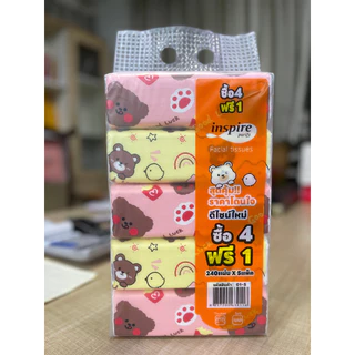 inspire Tissue ทิชชู่แบบยาว (1 หิ้ว 5 ห่อ) inspire ลายหมีน้อย ทิชชู่หนา 3 ชั้น 1 หิ้ว 240 แผ่น