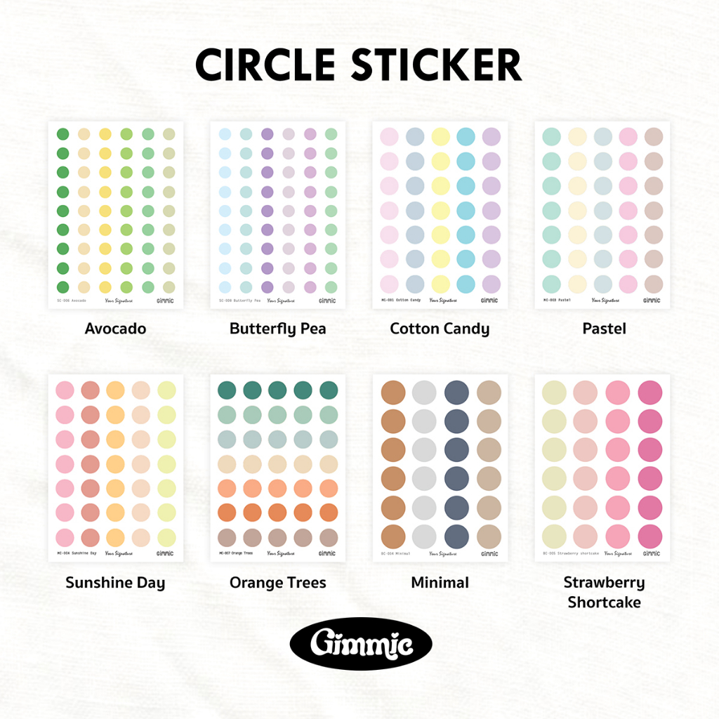 🌈😋 Gimmic Sticker 💗✨ สติกเกอร์ขนาด A6 แผ่นละ 8 บาท!! กึ่งมันกึ่งด้าน ใช้ปากกาลูกลื่นเขียนได้ 🎨🖌️