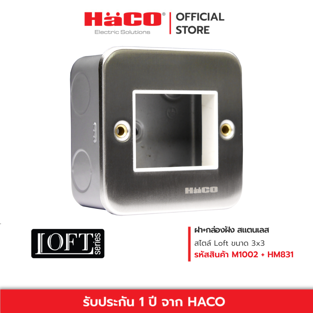 HACO ชุดหน้ากาก 2 ช่อง รุ่น M1002+HM831 สีเงิน