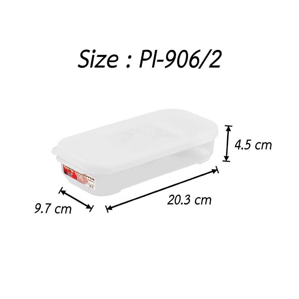 กล่องถนอมอาหารพลาสติกใส PI-906/2 ความจุ (490 ml) ขนาด (กว้างxยาวxสูง) 9.2 x 20.3 x 4.5 cm KEYWAY