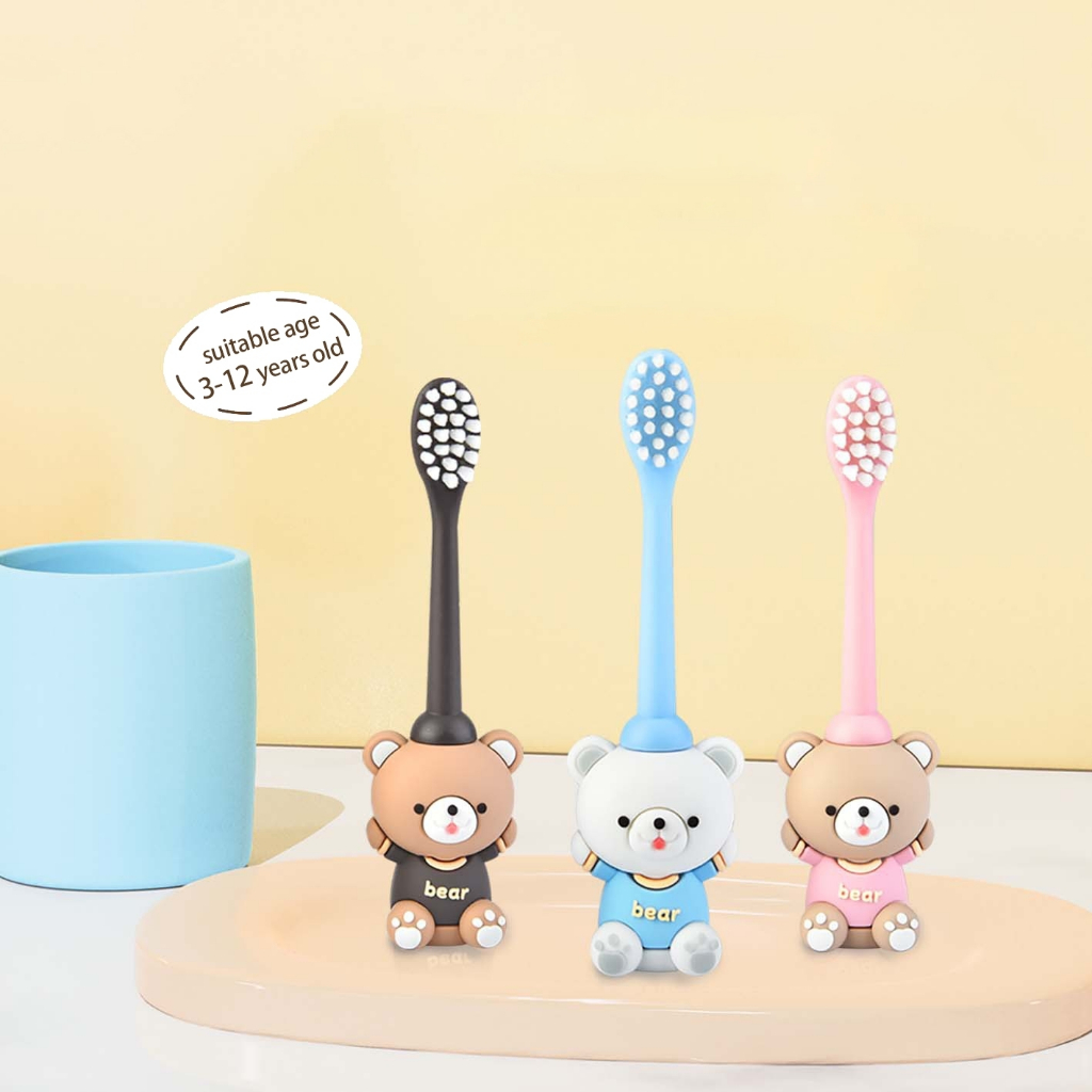PD0071 แปรงสีฟันเด็ก ลายหมีน่ารักๆ สำหรับเด็ก แปรงสีฟัน ขนนุ่ม ด้ามจับหมี