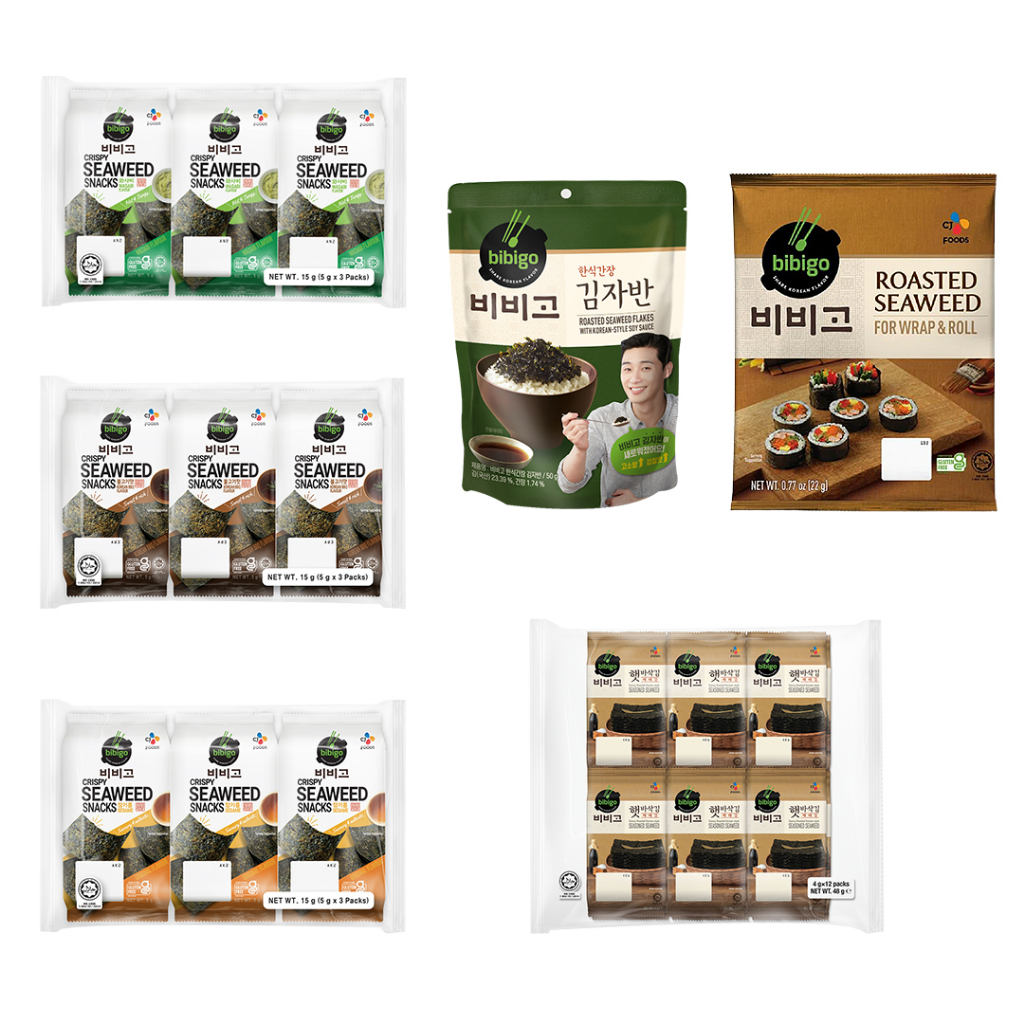 bibigo Korean seaweed สาหร่ายเกาหลี อบแห้ง l สาหร่ายโรยข้าว l สาหร่ายห่อข้าว คิมบับ