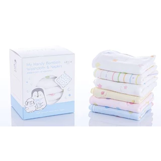 Iflin Baby - ผ้าเช็ดปาก ผ้าอาบน้ำและผ้าอเนกประสงค์ใยไผ่ - ขนาด 10×12 นิ้ว มี 6 ผืน / กล่อง