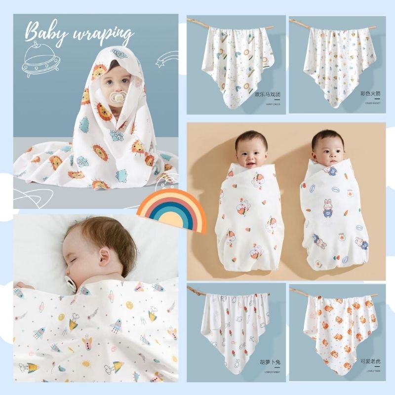 Babybug​ ผ้าห่อตัวเด็ก​ ผ้าเช็ดตัว​เด็ก​ ผ้าห่มเด็ก ใช้ได้สารพัดประโยชน์​ ซับน้ำ​ คอตต้อน100%