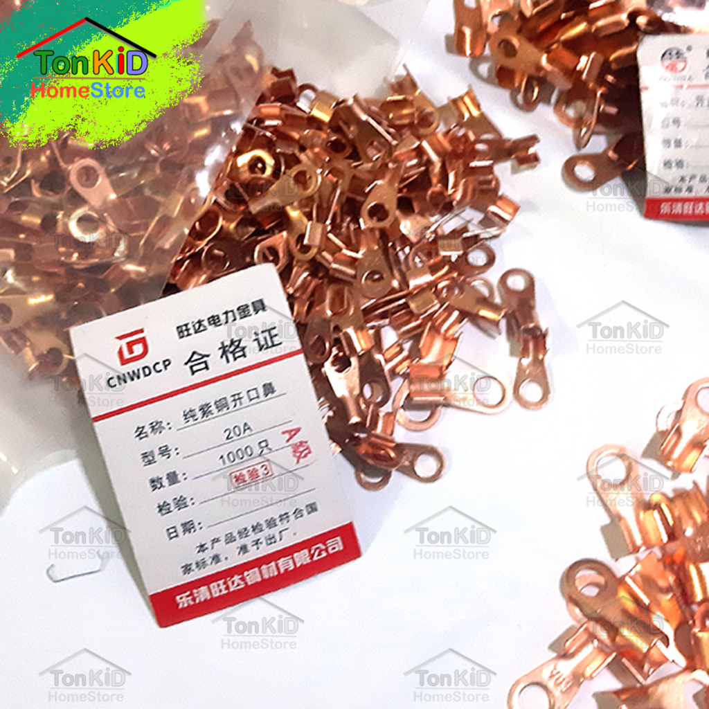 หางปลาทองแดงแท้ เกรดA รุ่นหนา มาตรฐาน ขั๋วแบตเตอรี่ ขั้วสายไฟ  OT-10A, 20A, 30A, 40A, 50A, 60A, 80A  ถุงล่ะ 5 ตัว 10 ตัว