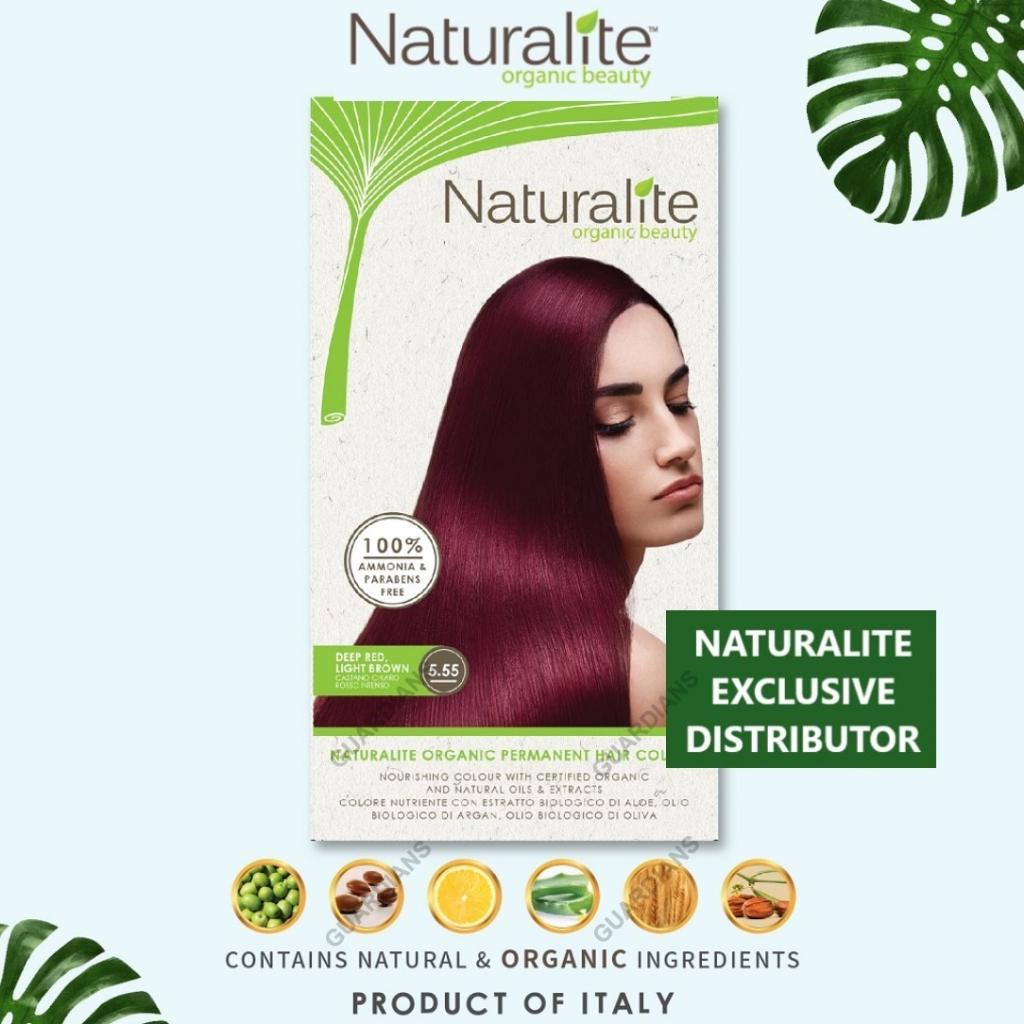เนเชอรัลไลท์ สีย้อมผมออร์แกนิคแท้ - 5.55DEEP RED LIGHT BROWN (**NO PARABENS, NO RESORCINOL, NO AMMONIA, NO PPD)