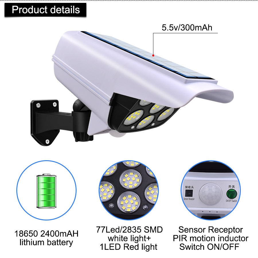 Good Work การเฝ้าระวังปลอมการรักษาความปลอดภัยไฟพลังงานแสงอาทิตย์ LED ความสว่างสูงจำลองกล้องจำลองการตรวจสอบโคมไฟถนน