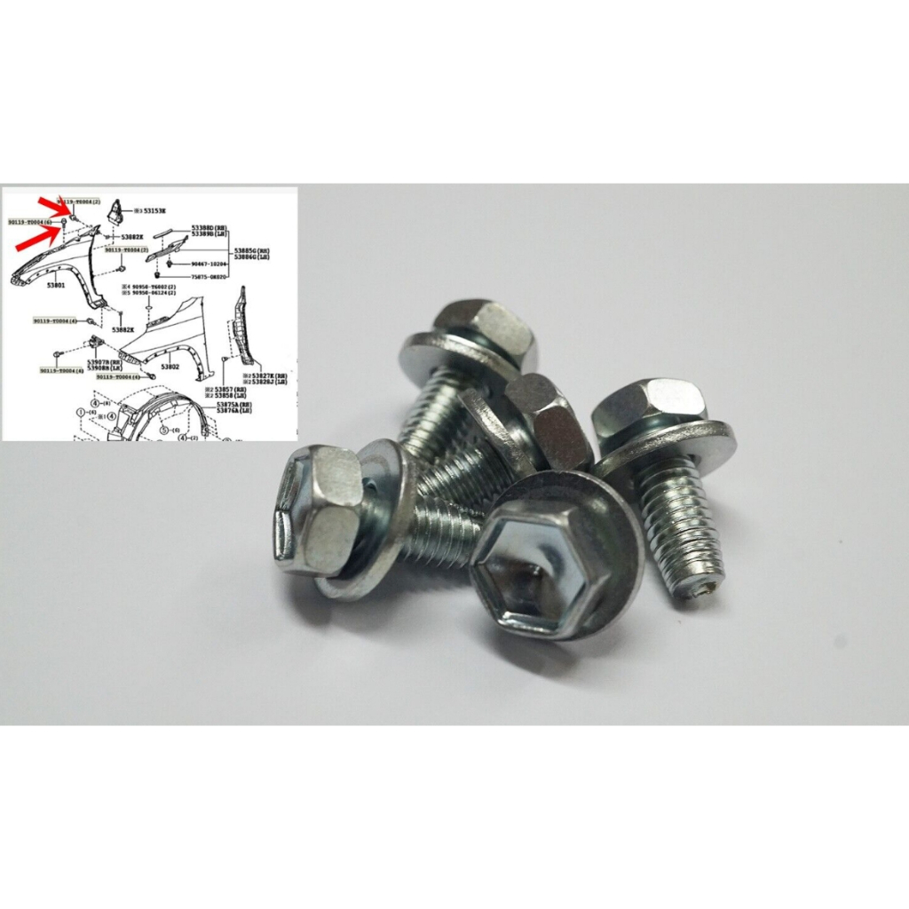 น๊อต ยึดกันชนหน้า โตโยต้า BOLT,W/WSH TOYOTA 90119-T0004