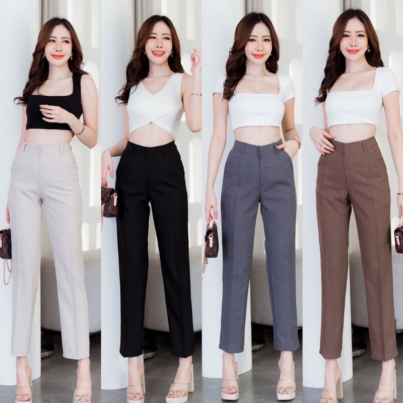 🌈🕊️𝙉𝙀𝙒 𝘼𝙍𝙍𝙄𝙑𝘼🕊️S-3XLกางเกงทรงทำงานขากระบอกเล็ก8ส่วน พร้อมส่ง🛍️