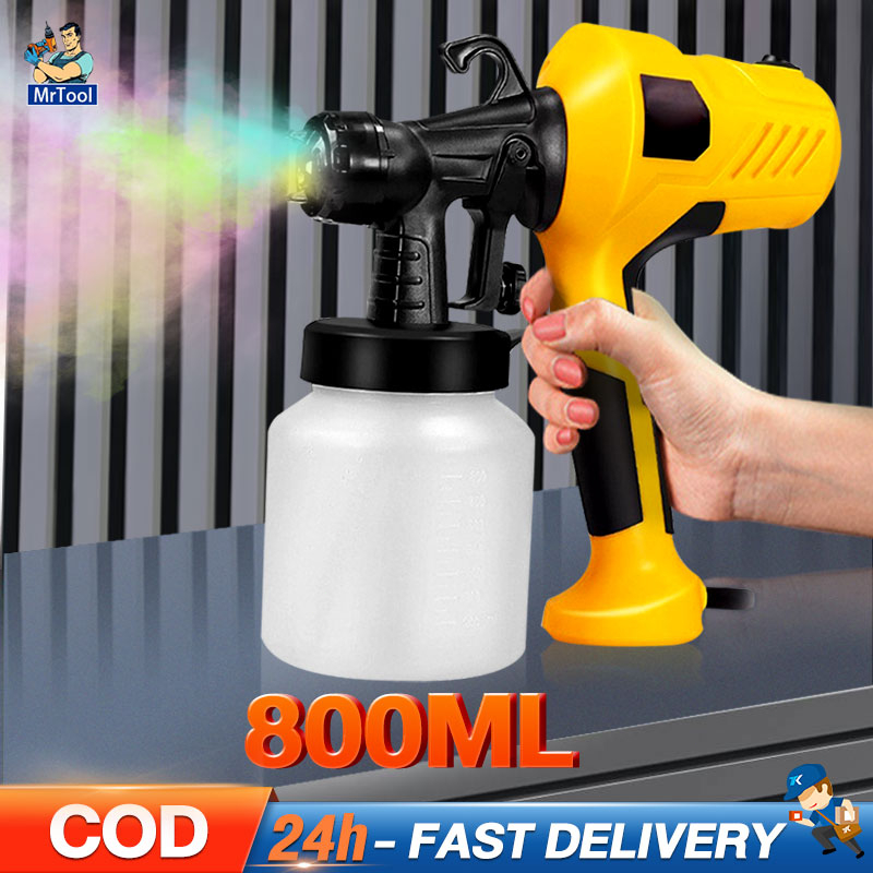 MrTool กาพ่นสีไฟฟ้า เครื่องพ่นสีไฟฟ้า รุ่นงานหนัก 800ML ใช้ได้ทั้งสีน้ำ สีน้ำมัน พ่นแนวตั้งได้ พ่นสีได้ต่อเนื่อง