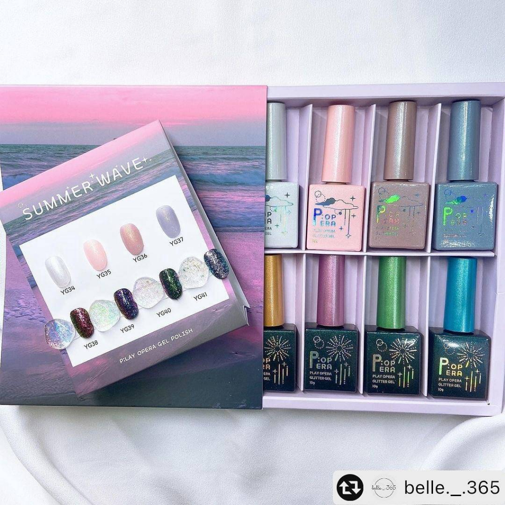 🆕️เซตสีเจลเกาหลี P.Opera 'Summer Wave'#YG34-41 collection 8สี  พร้อมชาร์ตสีเปล่า ของแท้จากเกาหลี🇰🇷Po