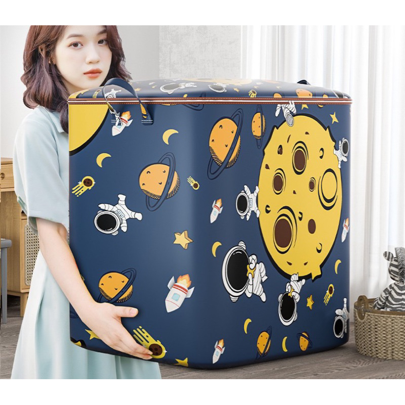 กระเป๋าเก็บของ ถุงเก็บผ้านวม  เสื้อผ้า เครื่องนอน ขนาดใหญ่ 140 ลิตร มีซิปรอบ มีหูหิ้ว กระเป๋าเก็บของอเนกประสงค์