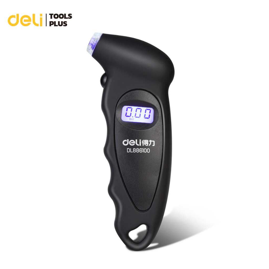 Deli เครื่องวัดแรงดันลมยาง เกจวัดลมยาง แบบดิจิตอล จอLCD ใช้กับรถยนต์ รถจักรยาน รถมอเตอร์ไซค์ Tire pressure gauge