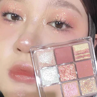 S-02🌟DIKALU พาเลทอายแชโดว์ 9 สี ประกายแววาว ประกายชิมเมอร์ ทาตา กันน้ำ กันเหงื่อ ติดทนนาน ขนาดพกพา มีให้เลือกถึง 12เบอร์