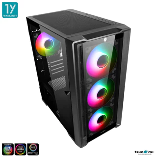 (ลด ล้าง สต็อก) (ไม่แถมพัดลม) เคสคอมพิวเตอร์ Tsunami M211G Tempered Glass ARGB Gaming Case รับประกัน 1 ปี