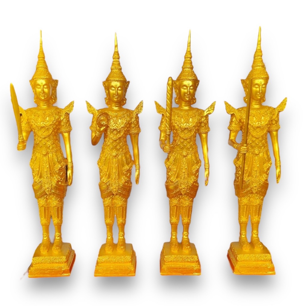 ชุดท้าวมหาราช หน้าเทพ สีทอง กว้าง 3นิ้ว สูง 16นิ้ว