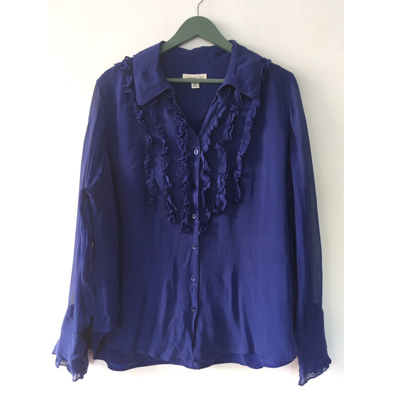 *มีด้ายรันหลายจุด ผ้าหมอง* 100% Silk อกหน้าผ้า 51 Coldwater Creek ยาว 27 มีซับใน แขนซีทรู