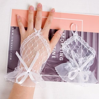 E2/4ถุงมือตาข่ายเว้นนิ้ว เด็กและผู้ใหญ่ สีขาวและสีดำใช้ออกงาน การแสดงต่าง ๆ พร้อมส่งในไทย