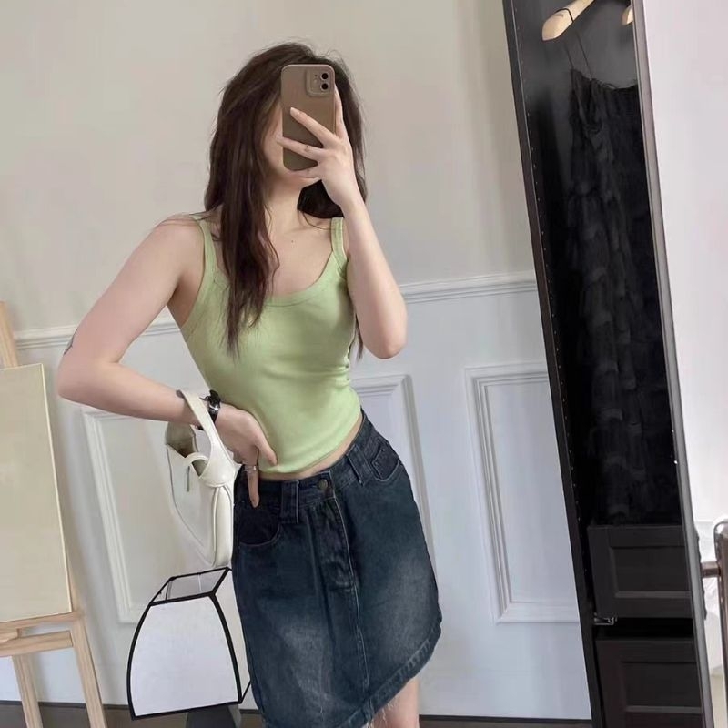 Vogue🌟พร้อมส่ง🌟 เสื้อสายเดี่ยว มีฟองน้ำ ดีเทลพาสทาล มี9สี (FY1019) -H - รูปที่ 5