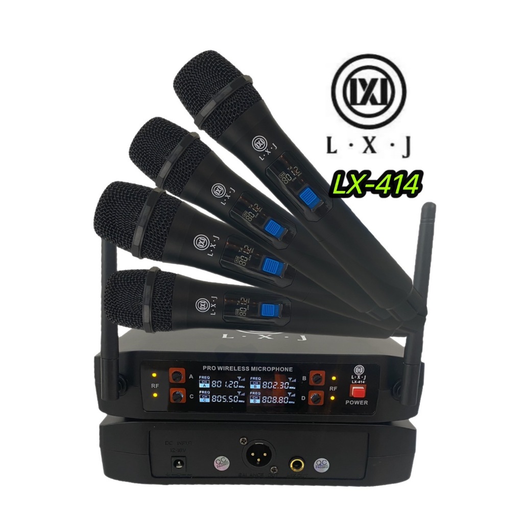 LXJ999 ใมค์ประชุม ไมค์ลอยไร้สาย 4ตัว U HFรุ่นLXJ LX-414 แถมยางรองกันกลิ้งไมโครโฟน 4ตัว