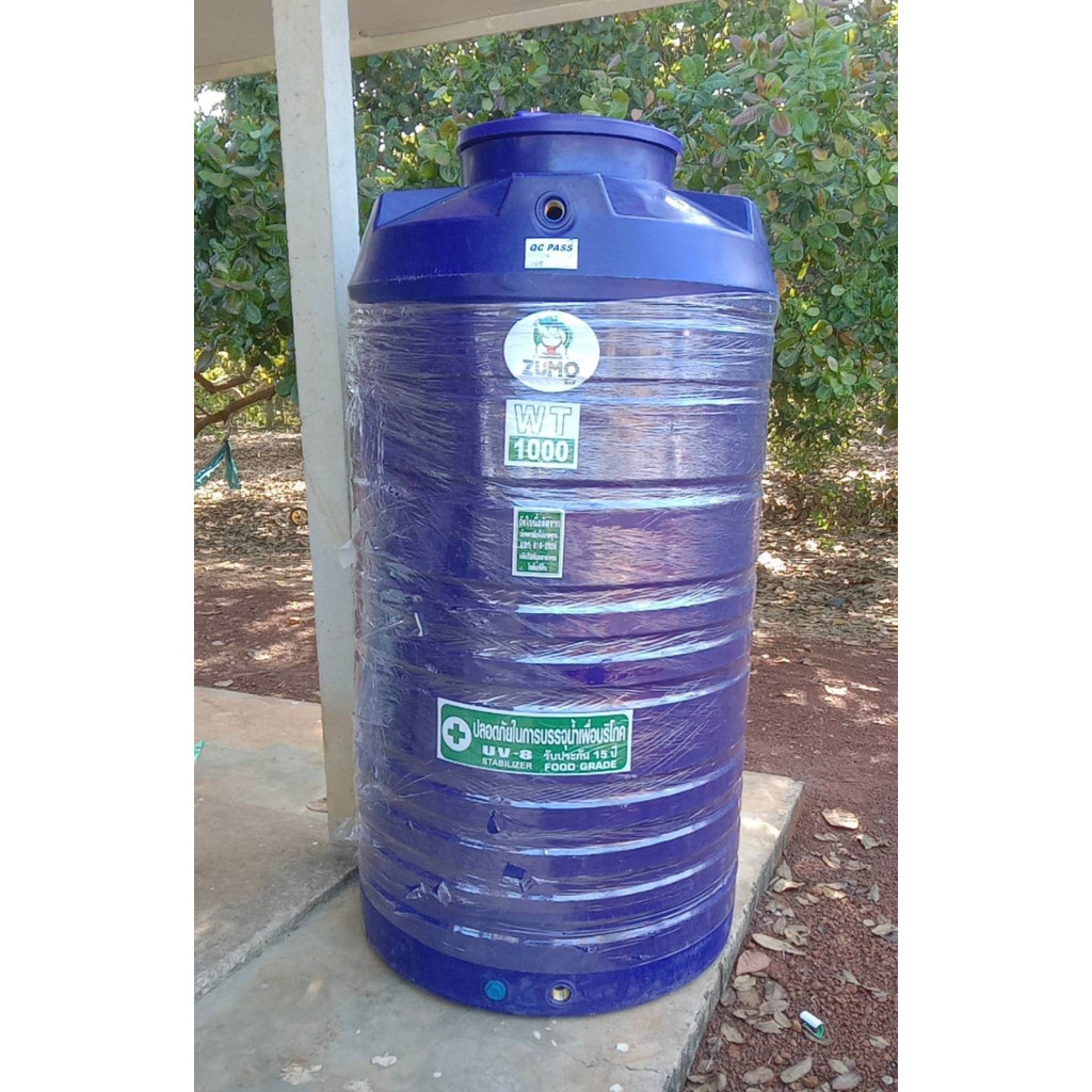 แท้งค์น้ำ 1000 ลิตร ยี่ห้อ ZUMO ถังเก็บน้ำ ถังเก็บน้ำบนดิน PE แท้งค์น้ำ มอก.816-2556