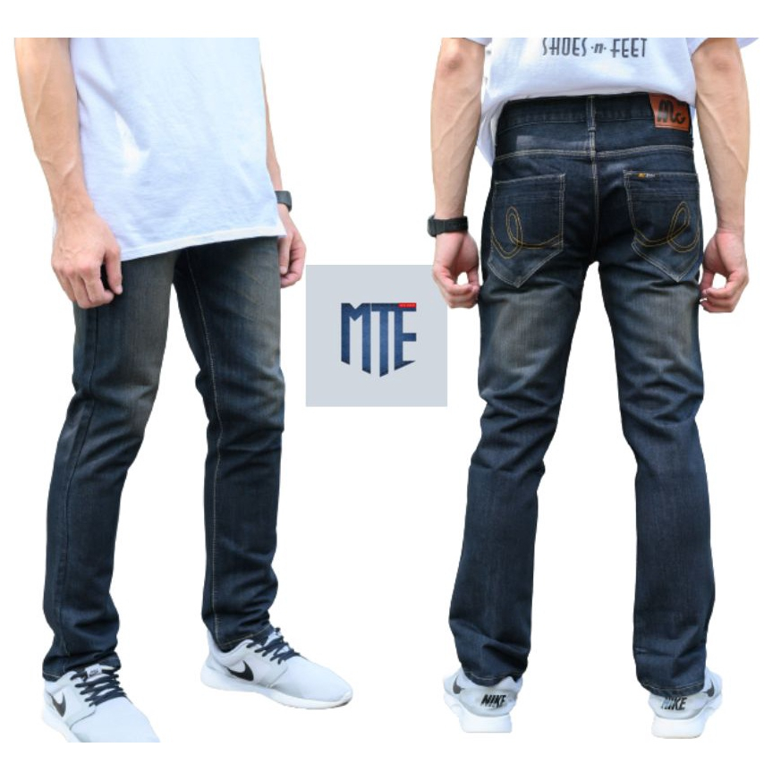 MTE กางเกงยีนส์ผู้ชาย สีดำด้าน ทรงกระบอกเล็ก ผ้ายืด เป้าซิป ยี่ห้อ MIGAL รุ่น 112/3 สินค้าพร้อมส่ง เอว 28-36