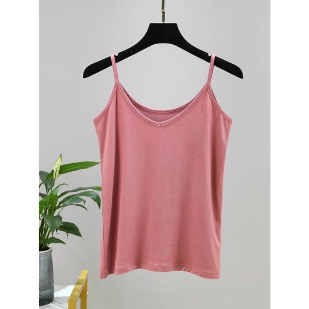 เสื้อสายเดี่ยวผ้าคอตตอนยืด COTTON SPANDEX STRAPPED TOPS