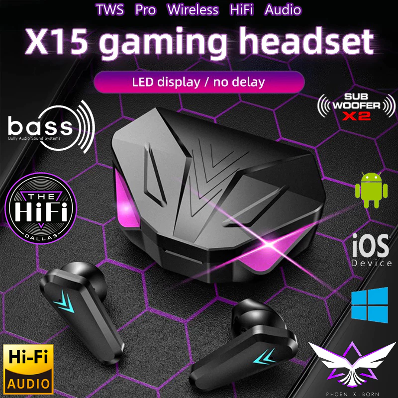 TWS X15 หูฟังเกมมิ่ง Bluetooth ไร้สาย มีไมค์