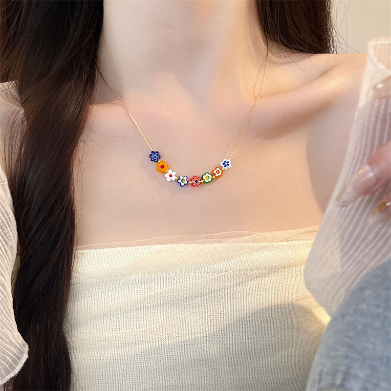 ꒰พร้อมส่ง꒱ ♡ Blossom Necklace | สร้อยคอโซ่จี้ดอกไม้สดใส | สร้อยคอสไตล์เกาหลี ☼