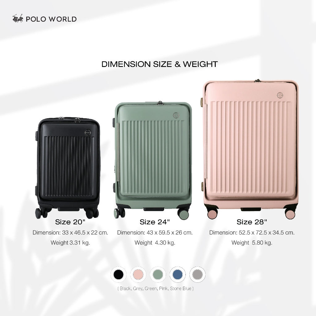 POLO WORLD กระเป๋าเดินทาง PW901 Gateway Hardcase Luggage กระเป๋าเดินทางล้อลาก โปโลเวิล์ด ระบบล็อค TS