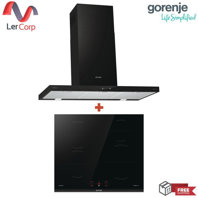 (Gorenje) เครื่องดูดควันชนิดติดผนัง WHT9SYB + เตาไฟฟ้าอินดักชั่น GI6401BC