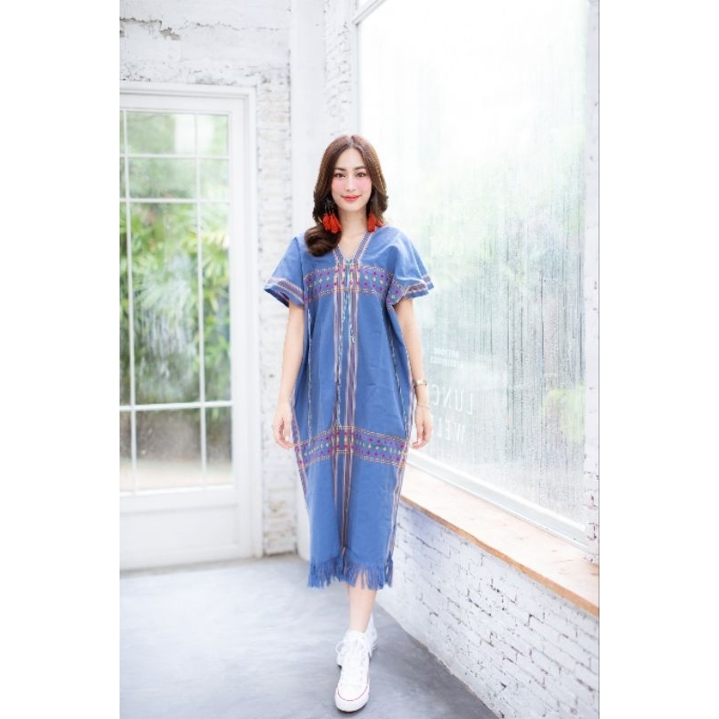 ชุดกะเหรี่ยงผ้าฝ้ายงานทอมือ ตรงหน้าอกเป็นงานปักมือสวยมาก-งานตรงปกจ้า