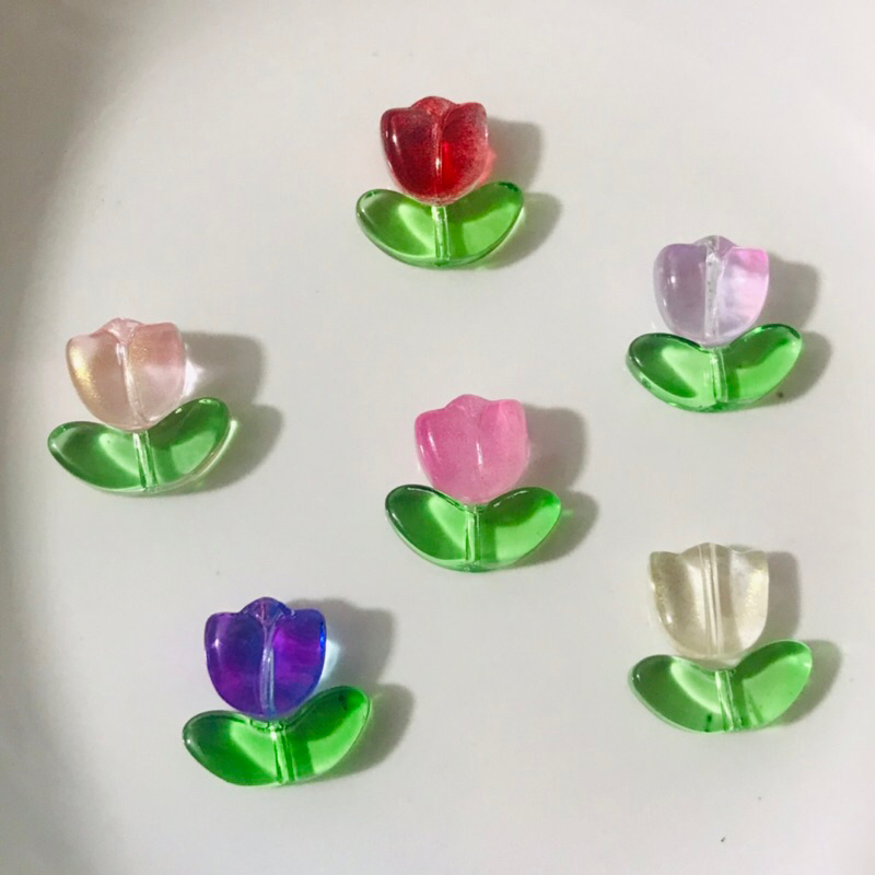 2ดอก5บาท เลือกสีได้ จี้ดอกทิวลิป จี้ดอกไม้ จี้สร้อยคอ จี้กำไล จี้สร้อยข้อมือ จี้พวงกุญแจ