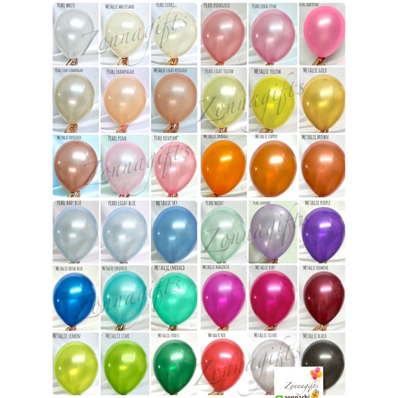 ลูกโป่งกลมเมทัลลิก/มุก12นิ้วเนื้อหนา(10ใบ)สีสวย metallic balloon พร้อมส่งจากไทย