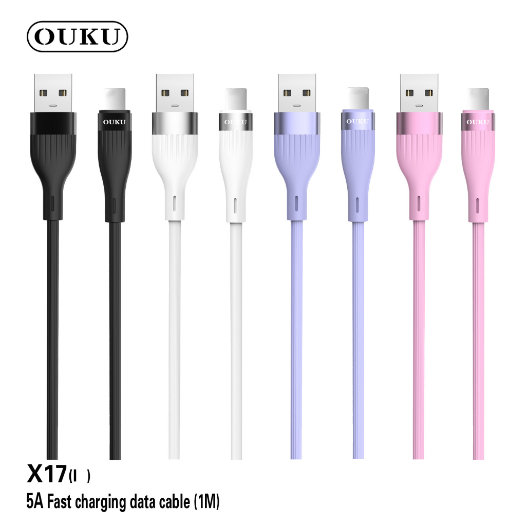 NEW!! OUKU X17 สายชาร์จรุ่นใหม่ 5A output Fast charge สายแข็งแรง สำหรับ Micro/Type-C/IOS สะดวกพกพาง่าย มีประกัน