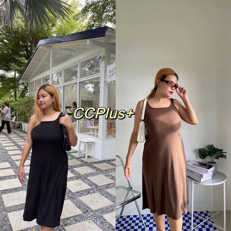 CiCi Plus+ SALE(2292)มินิเดรส ทรงปล่อย สาวอวบต้องมี ใส่แล้วสวยมาก สไตล์มินิมอล