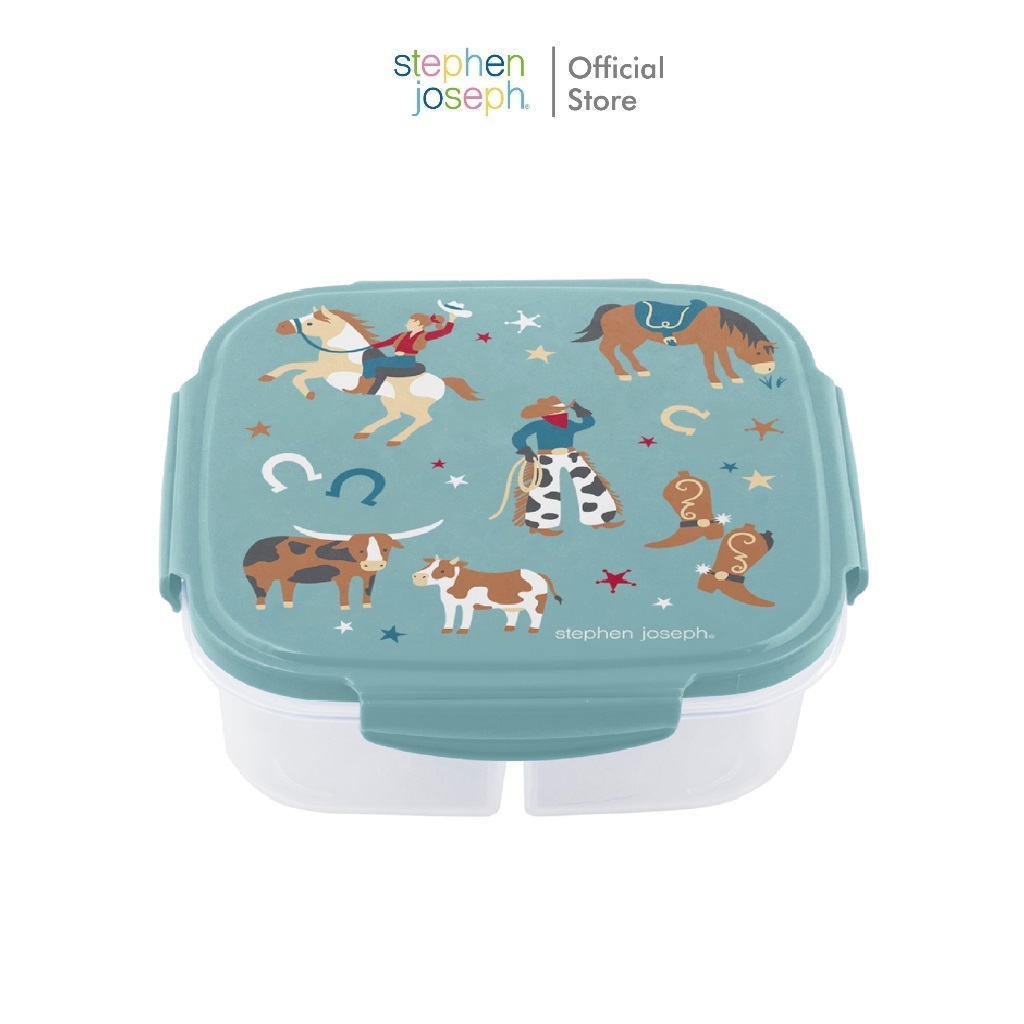 Stephen joseph กล่องข้าวเด็กพร้อมแผ่นเก็บความเย็น ยอดนิยมจากอเมริกา กระเป๋าใส่อาหารได้ SNACK BOX WITH ICE PACK WESTERN