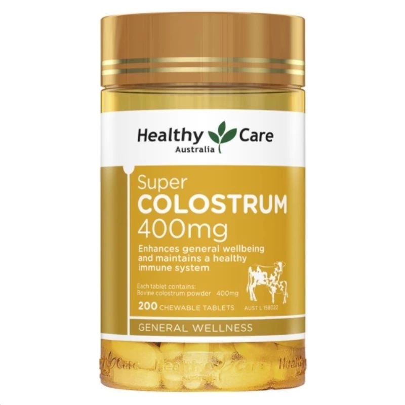 exp.8/26 ล็อตใหม่ แท้ ส่งไว colostrum healthy care 400mg 200 เม็ด ภูมิคุ้มกัน ความสูง เด็ก kids ลดหวัด