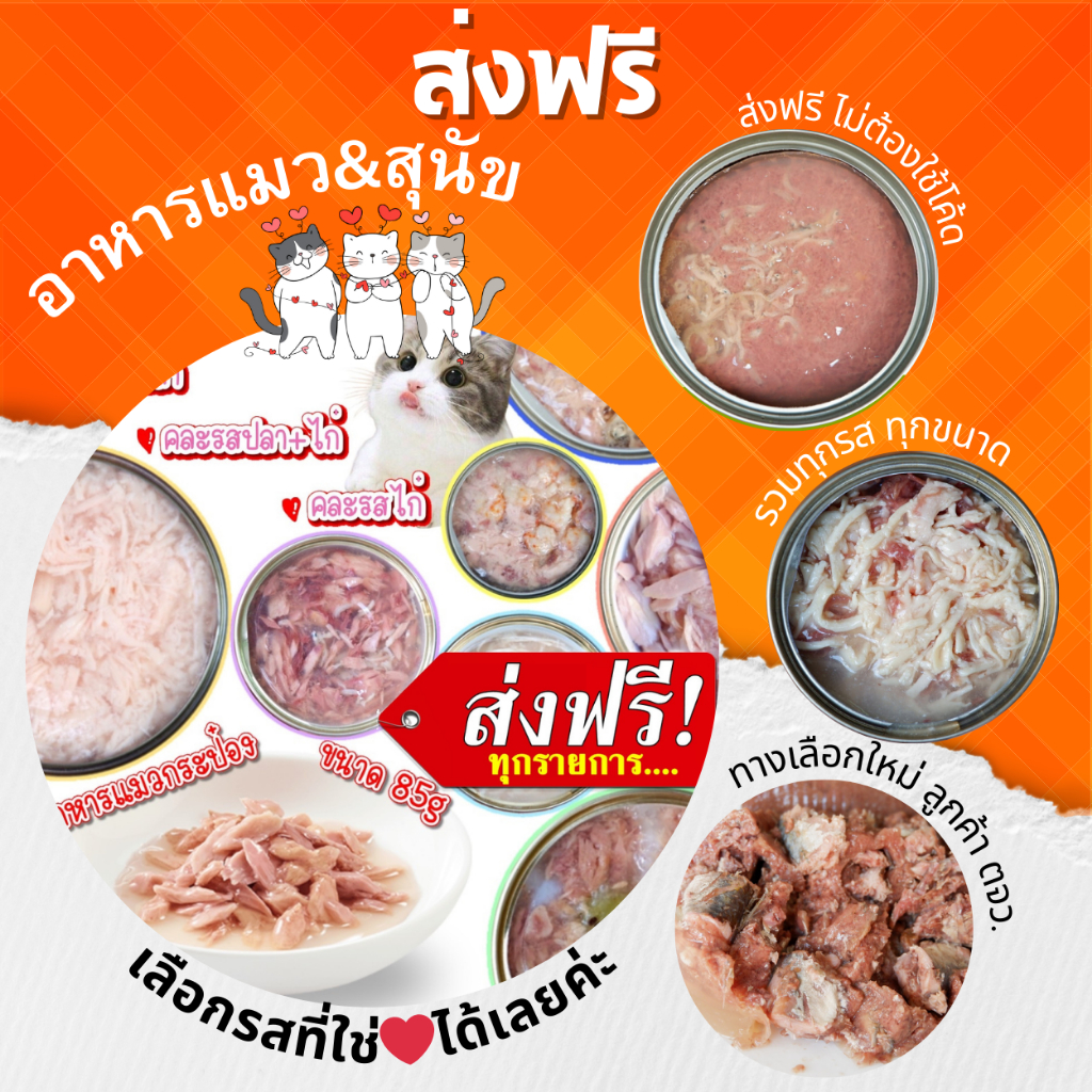 (โค้ดลด 50% ในไลฟ์) ส่งฟรี ต่างจังหวัดประหยัดกว่า อาหารแมว อาหารสุนัข อาหารเปียก กระป๋องเปลือย