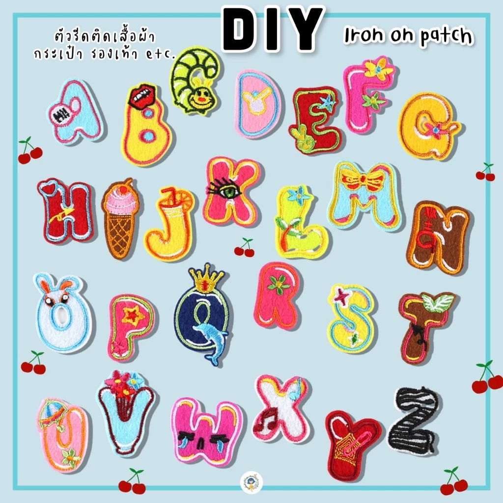 DIY ตัวรีดติด A-Z รีดกับวัสดุที่เป็นผ้าได้หลากชนิด ติดบนอุปกรณ์นักเรียน ติดกระเป๋า ติดรองเท้าผ้า งานปักละเอียด ซ่อมเสื้อ