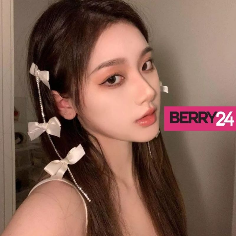 HSH03 กิ๊บโบว์สลับเพชร กิ๊บโบว์ประดับผม ร้อยเพชรเล่นไฟสวยไฮโซ กิ๊บโบว์สามอันสลับเพชร คุณหนูไฮโซ พร้อมส่งในไทย