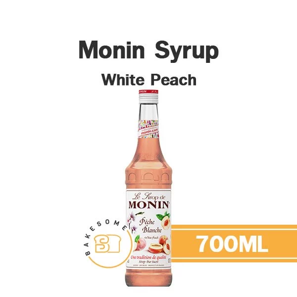 Monin Syrup White Peach โมนิน ไซรัป ไวท์พีช พีชขาว โมแนง ไซรัป น้ำเชื่อม โมนิน 700ML
