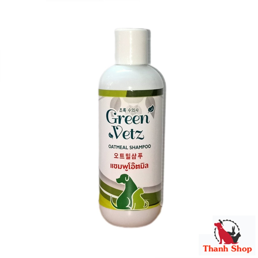 Green Vetz Oatmeal แชมพูโอ๊ตมิล ลดคัน ผิวแพ้ง่าย สำหรับสัตว์เลี้ยง 200 ml.