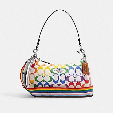 COACH CA176 Teri Shoulder Bag In Rainbow Signature Canvas กระเป๋าสะพายไหล่