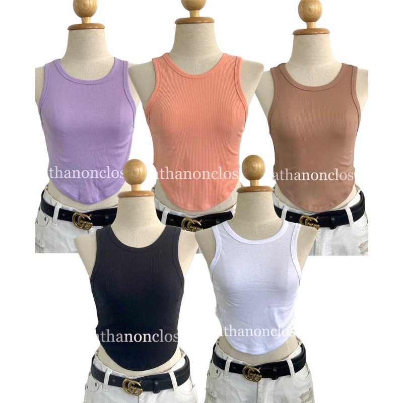 เสื้อกล้ามครอป Tank Top อก30-34 ชายตรง-ชายโค้ง ผ้าร่อง ใส่ออกกำลังกาย ใส่เที่ยว KD050