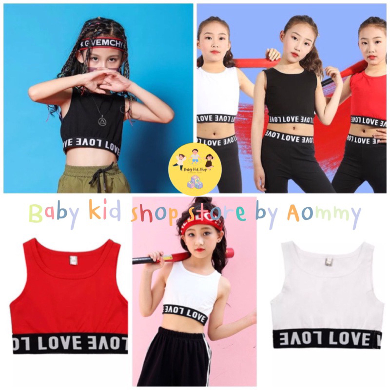 (พร้อมส่ง) เสืื้อกล้ามเอวลอย สไตล์ Hip Hop เสื้อครอปเด็กหญิง