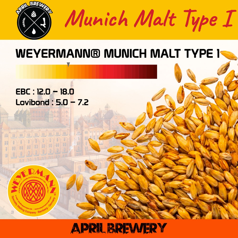 มอลต์ Munich Malt Type 1 (I) Weyermann Malt Homebrew ทำเบียร์ จาก Germany ขนาด 1 ปอนด์